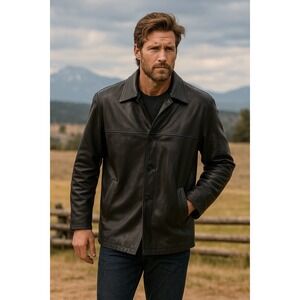 Vintage Boston Harbor western motorcycle black leather jacket size‎ large men's